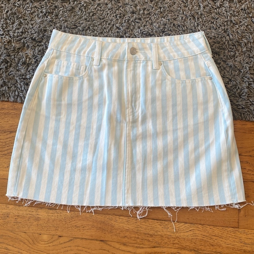 Pacsun Blue and White Stripe Denim Mini Skirt Size 26
